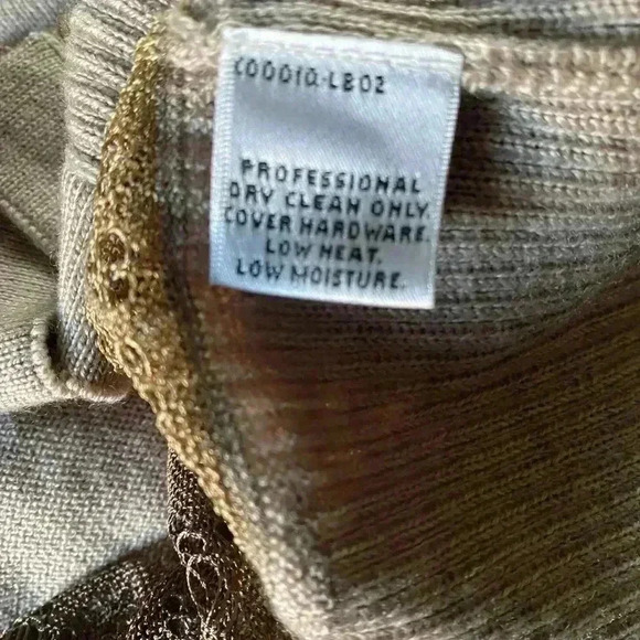 St. John Collection Embellished Ruffle Trim Striped Crew Neck Brown Sweater M - Picture 14 of 14